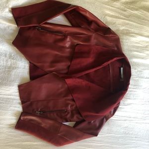 Faux leather jacket in red, size medium